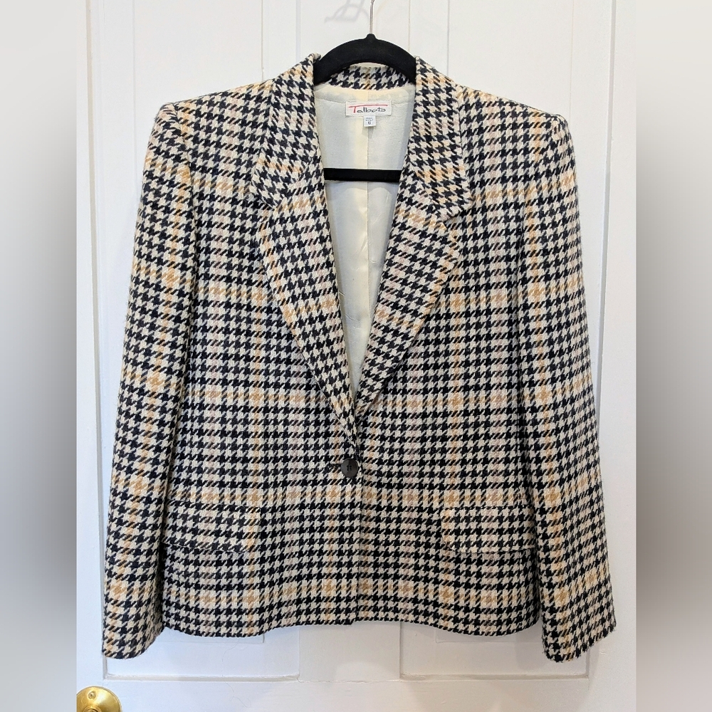 Vintage Tablots Houndstooth Wool Blend Blazer | 6